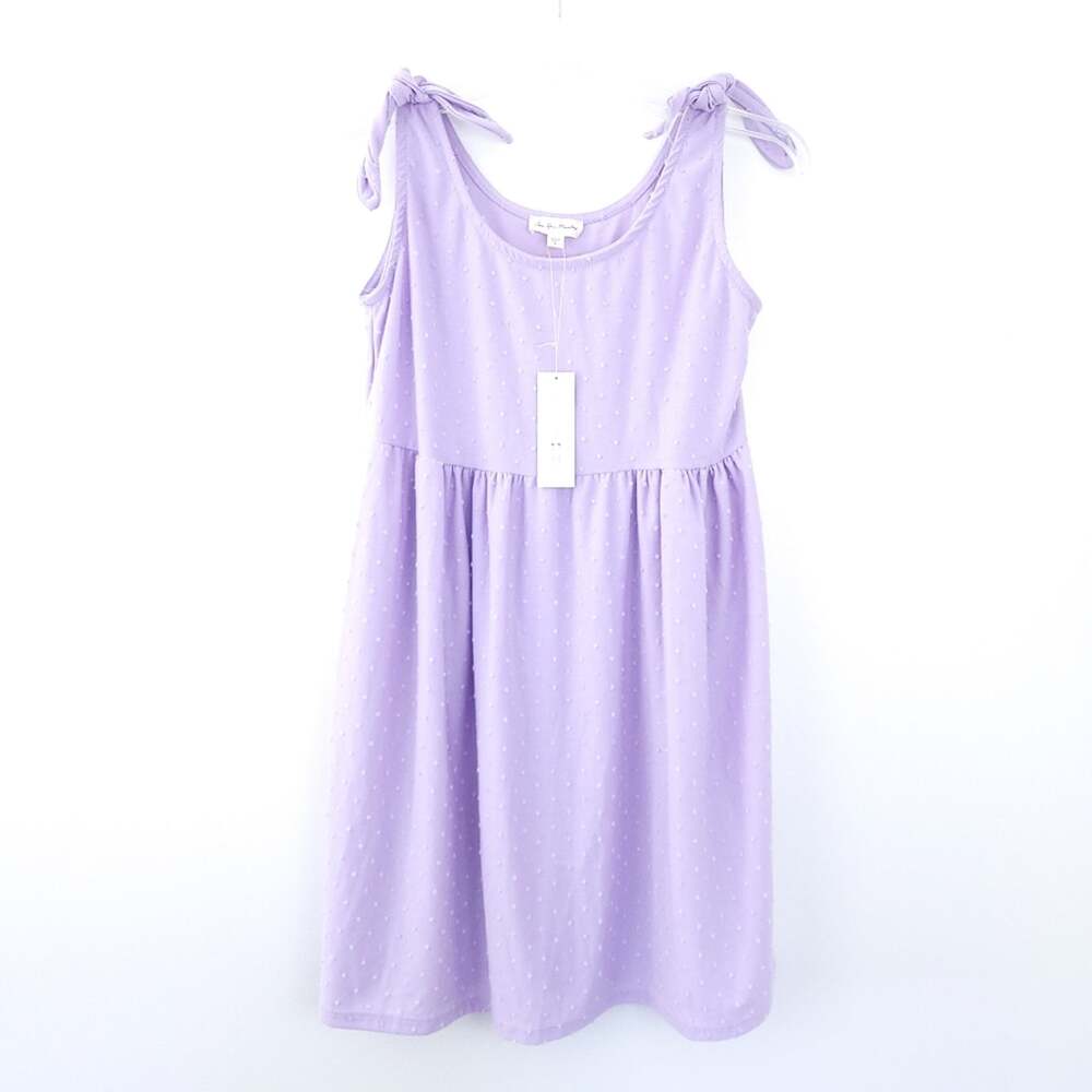 New See You Monday Girls Sundress Large Purple Swiss Dots, Sleeveless Cute Dress